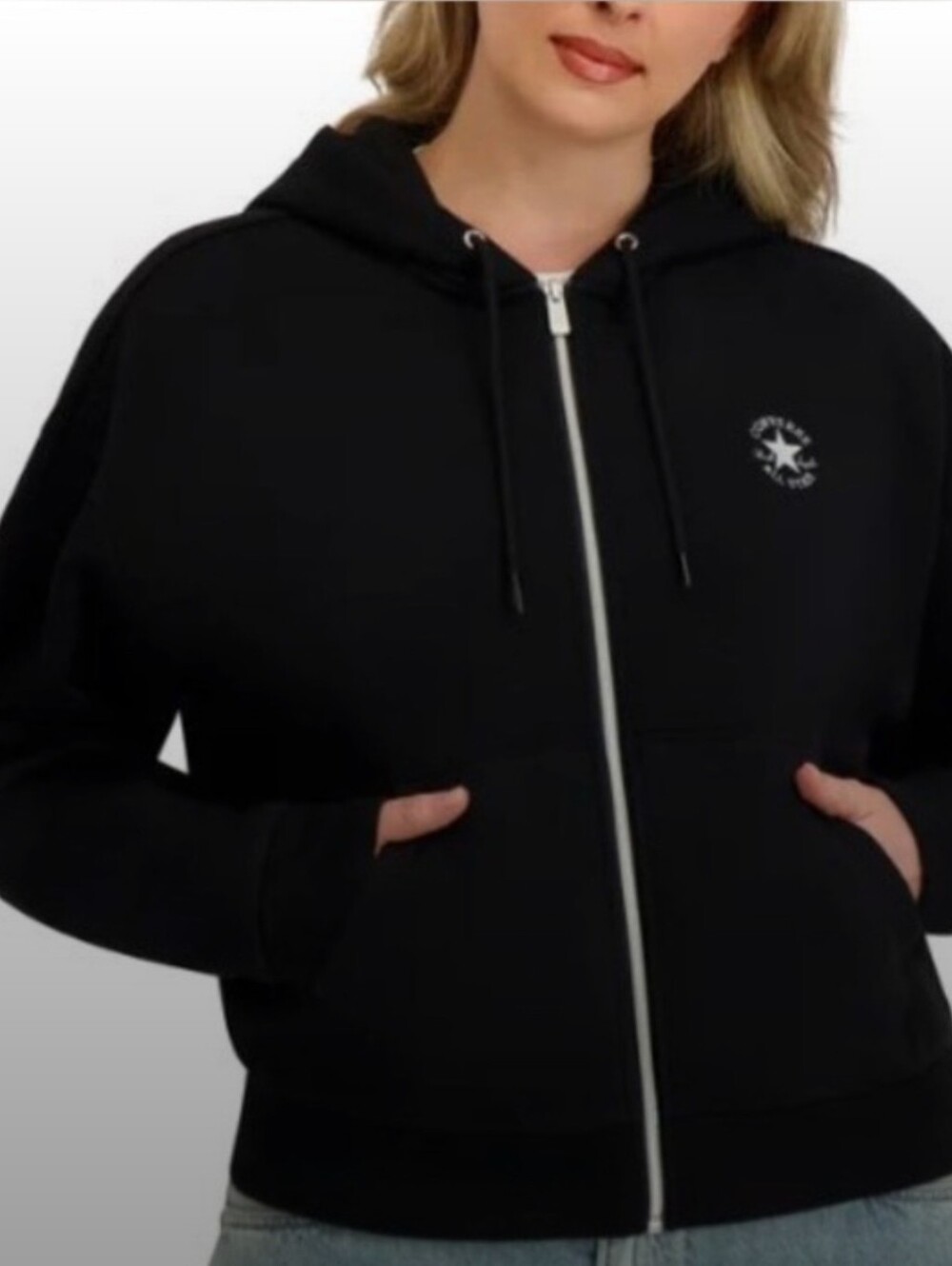 Nwt Converse Black Full-Zip Women's Hoodie with Logo